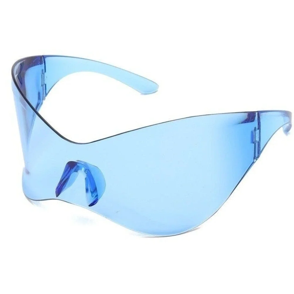 Sunglasses Blue Frame Lens Oversized XXL Trendy Wear‎ Shield Wrap Around UV400